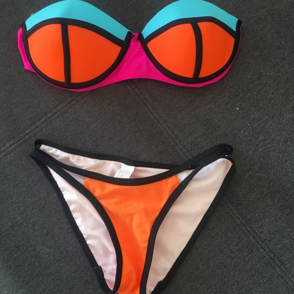 Cute neon bikini top and bottoms